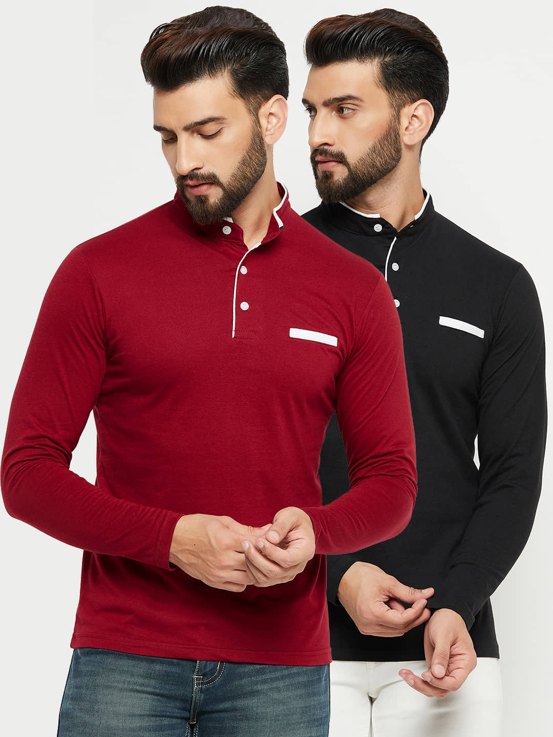 EMERALD APPAREL TRADING Pack of 2 Cotton Blend Regular Fit Men's T-Shirt ( Maroon )