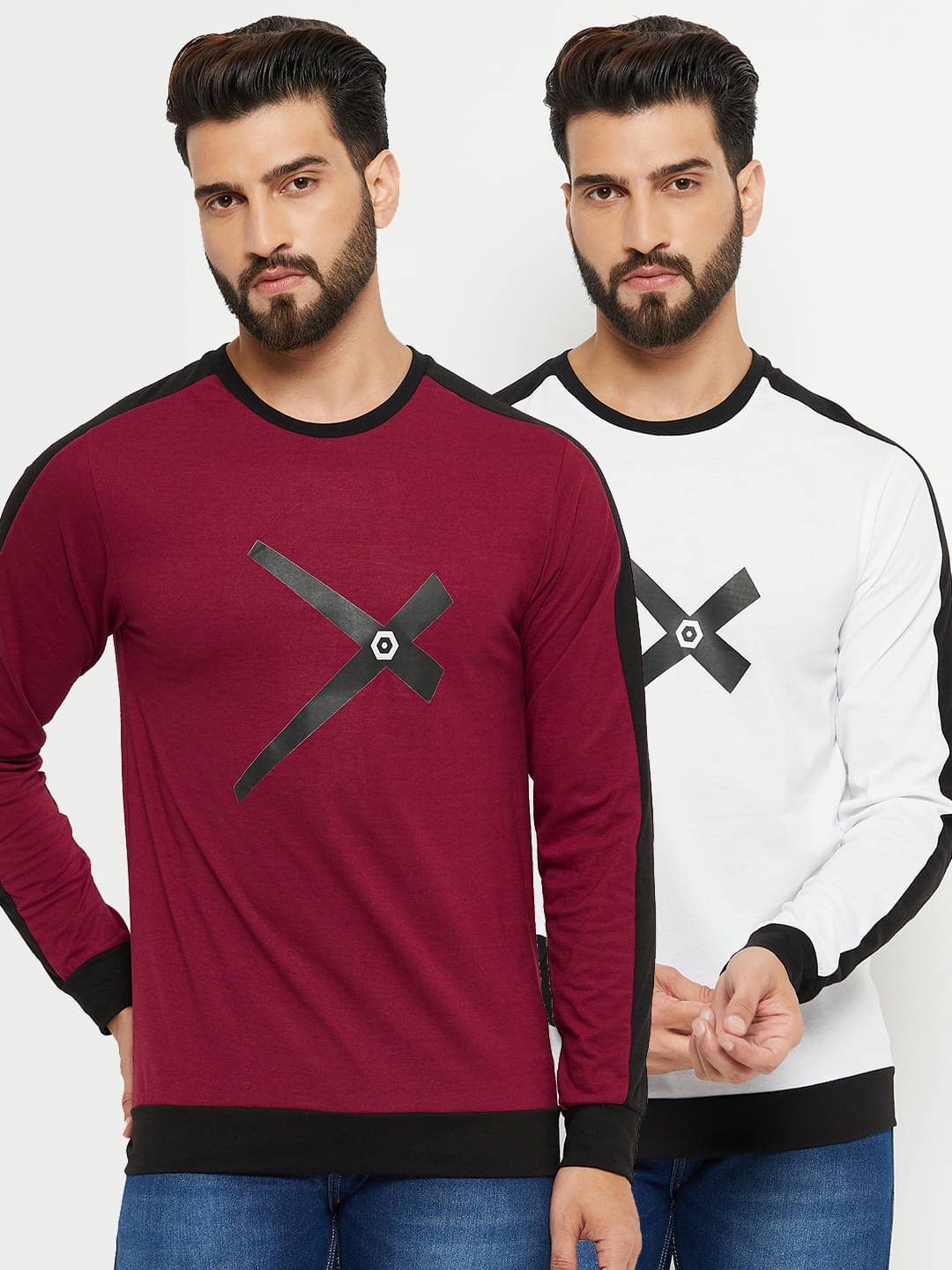 EMERALD APPAREL TRADING - Maroon Cotton Blend Regular Fit Men's T-Shirt ( Pack of 2 ) EMERALD APPAREL TRADING - Maroon Cotton Blend Regular Fit Men's T-Shirt ( Pack of 2 )