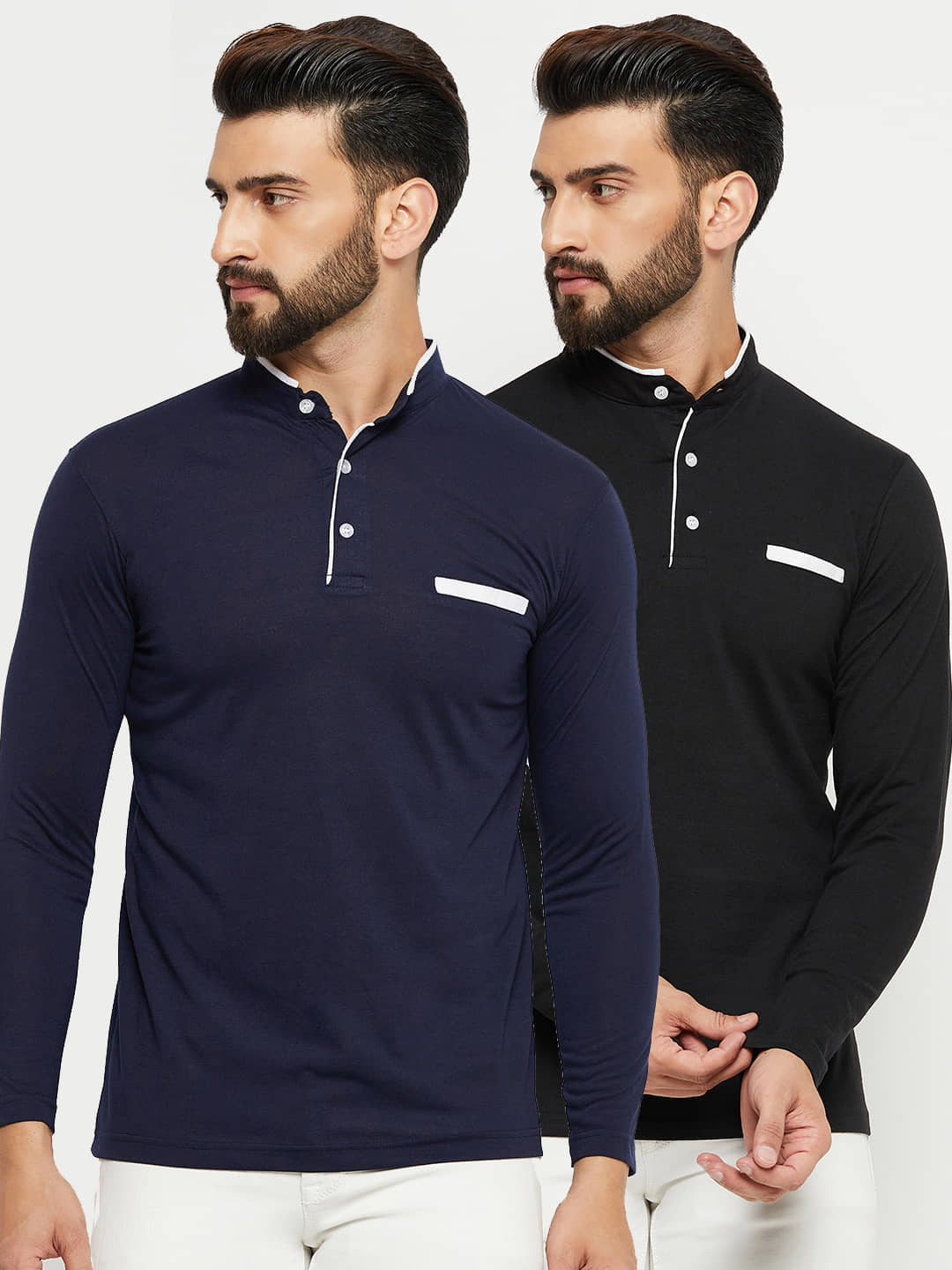 EMERALD APPAREL TRADING Pack of 2 Cotton Blend Regular Fit Men's T-Shirt ( Navy Blue )