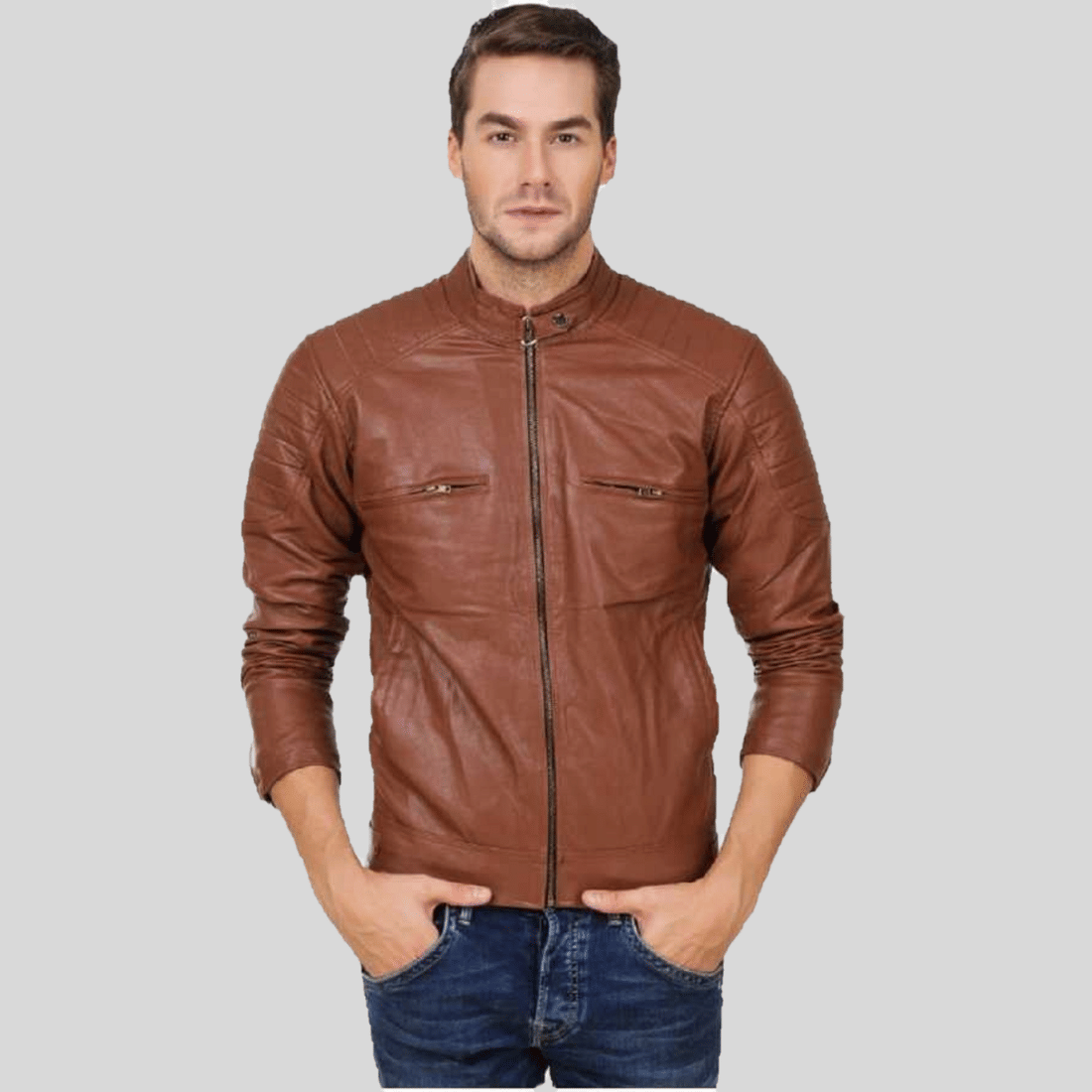 GARMADIAN - Brown PU Leather Slim Fit Men's Leather Jacket ( Pack of 1 ) - Jackets & Coats | Buy online on ZillyBuy