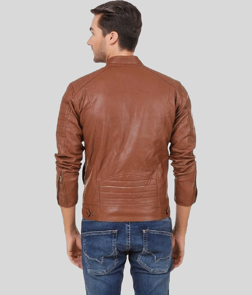GARMADIAN - Brown PU Leather Slim Fit Men's Leather Jacket ( Pack of 1 )