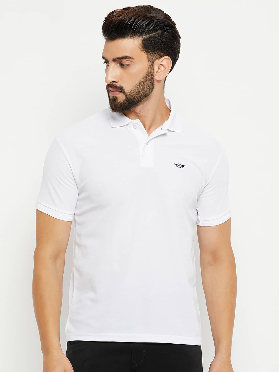 GET GOLF Pack of 1 Cotton Blend Regular Fit Solid Half Sleeves Men's Polo T Shirt ( White )
