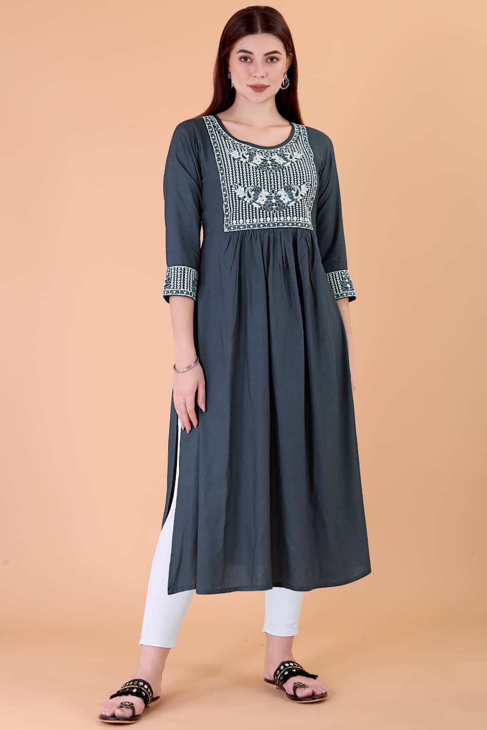 Glomee - Blue Rayon Women's Nayra Kurti ( Pack of 1 ) - Kurtis, Tunics | Buy online on ZillyBuy