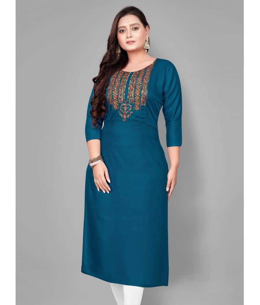 Hetsa - Blue Rayon Women's A-line Kurti ( Pack of 1 ) - Kurtis, Tunics | Buy online on ZillyBuy