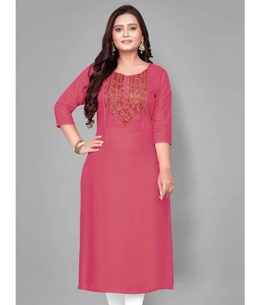 Hetsa - Pink Rayon Women's Straight Kurti ( Pack of 1 ) - Kurtis, Tunics | Buy online on ZillyBuy