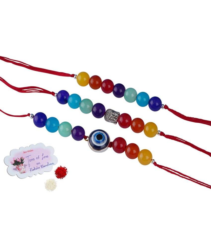     			JFL - Jewellery For Less - Multicolor Rakhi Combo ( Pack of 3 )