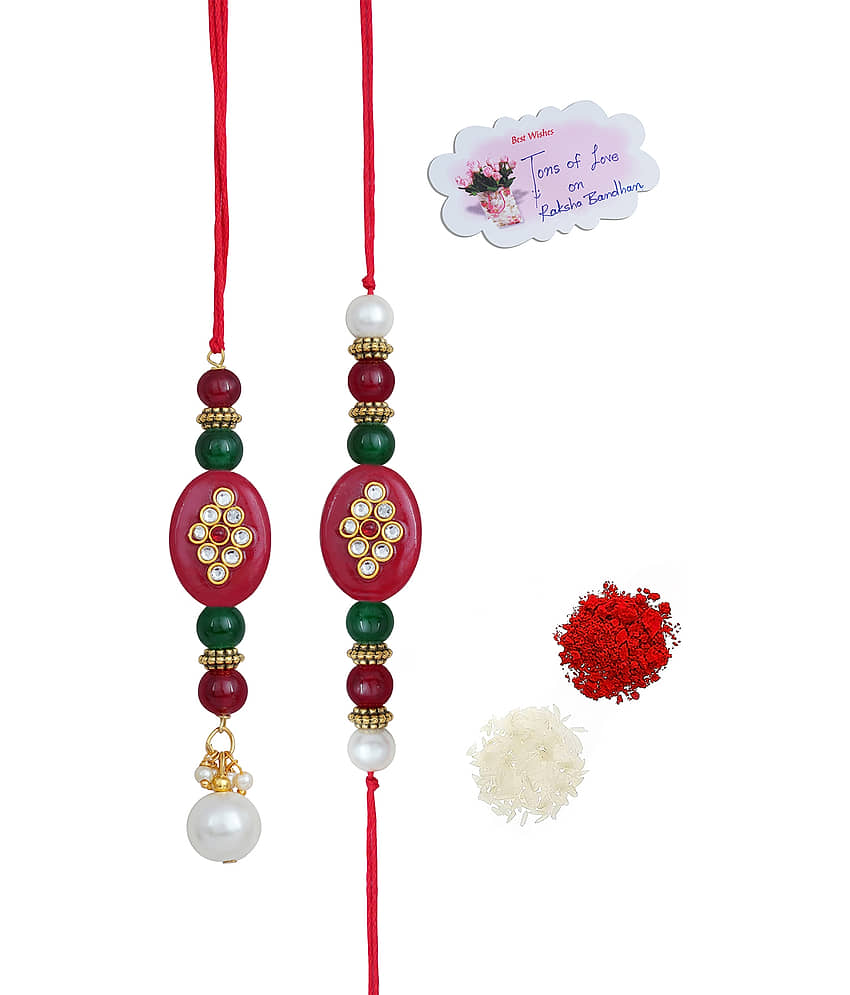 JFL - Jewellery For Less - Red Rakhi ( Pack of 2 ) - Bangles & Bracelets | Buy online on ZillyBuy