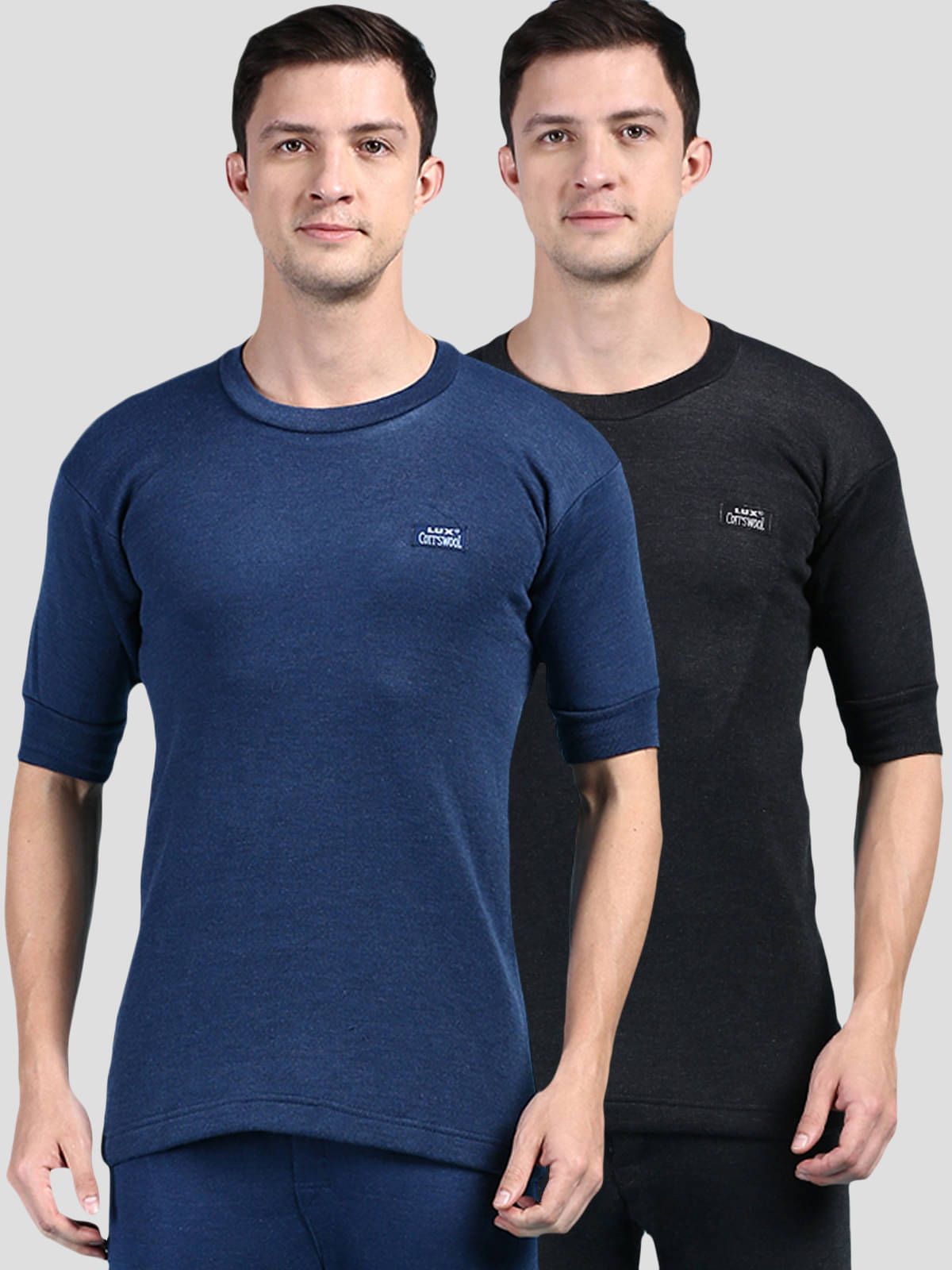     			Lux Cottswool Pack of 2 Cotton Thermal Tops For Men's ( Black )