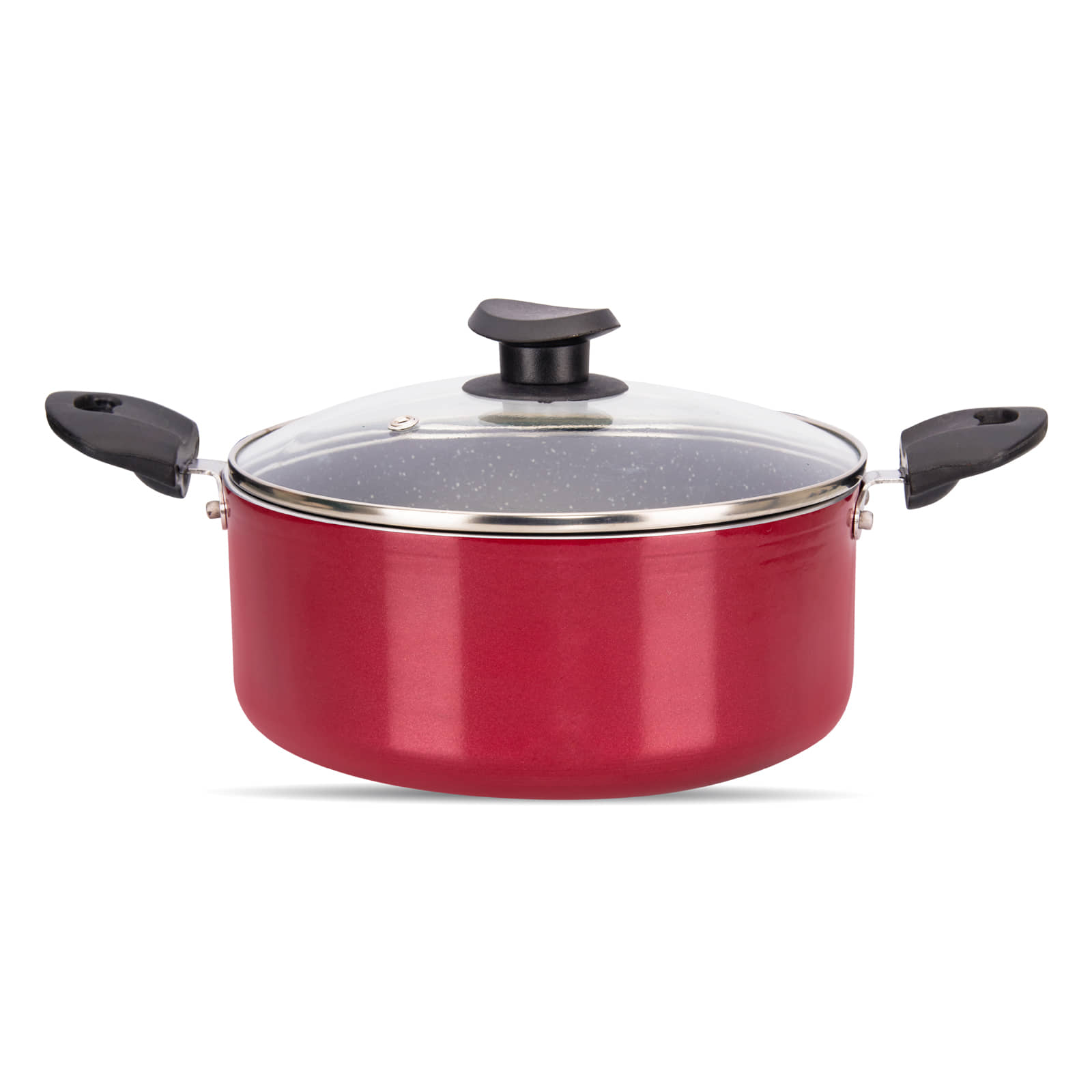 Navrang Cookware Non-Stick Aluminium Pot Set Heavy Bottom with Glass Lid 22 cm Diameter 3.5 Ltr - Cookware | Buy online on ZillyBuy