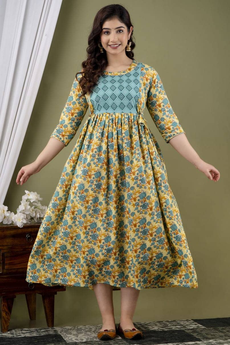 Nevisha Style Blue Cotton Maternity Kurta Single