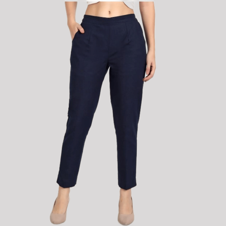     			PP Kurtis - Navy Lycra Regular Women's Formal Pants ( Pack of 1 )
