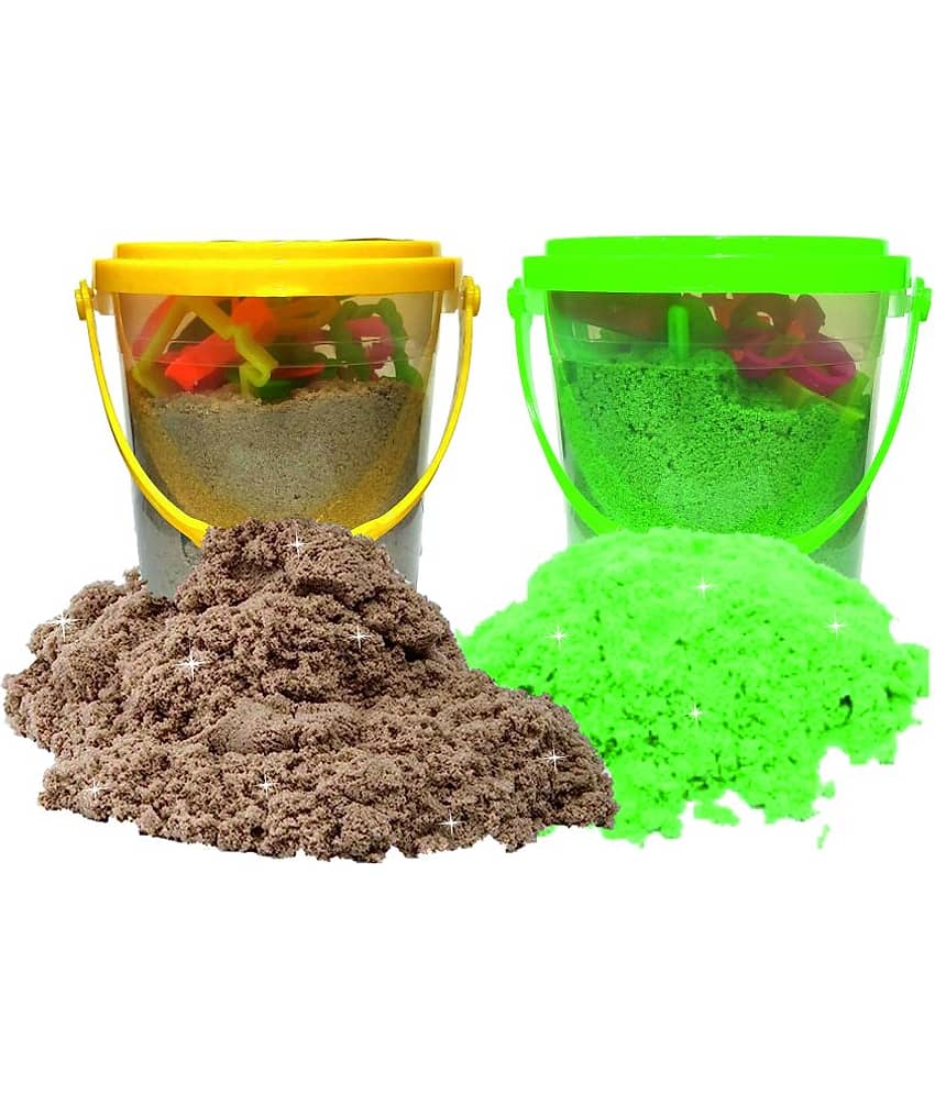 Rabbit 1Kg Magic Flow Sand Buckets Pack of 2 For Kids.(Brown-Green) - Stationery | Buy online on ZillyBuy