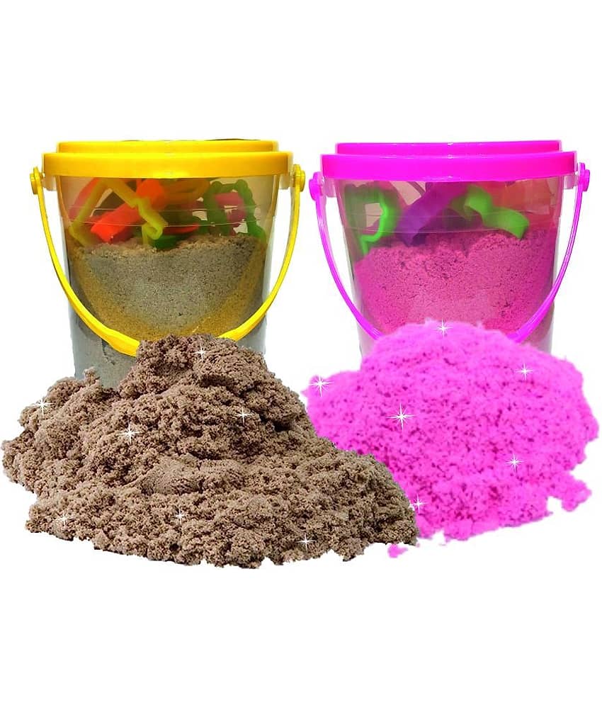 Rabbit 1Kg Magic Flow Sand Buckets Pack of 2 For Kids.(Brown-Pink) - Stationery | Buy online on ZillyBuy