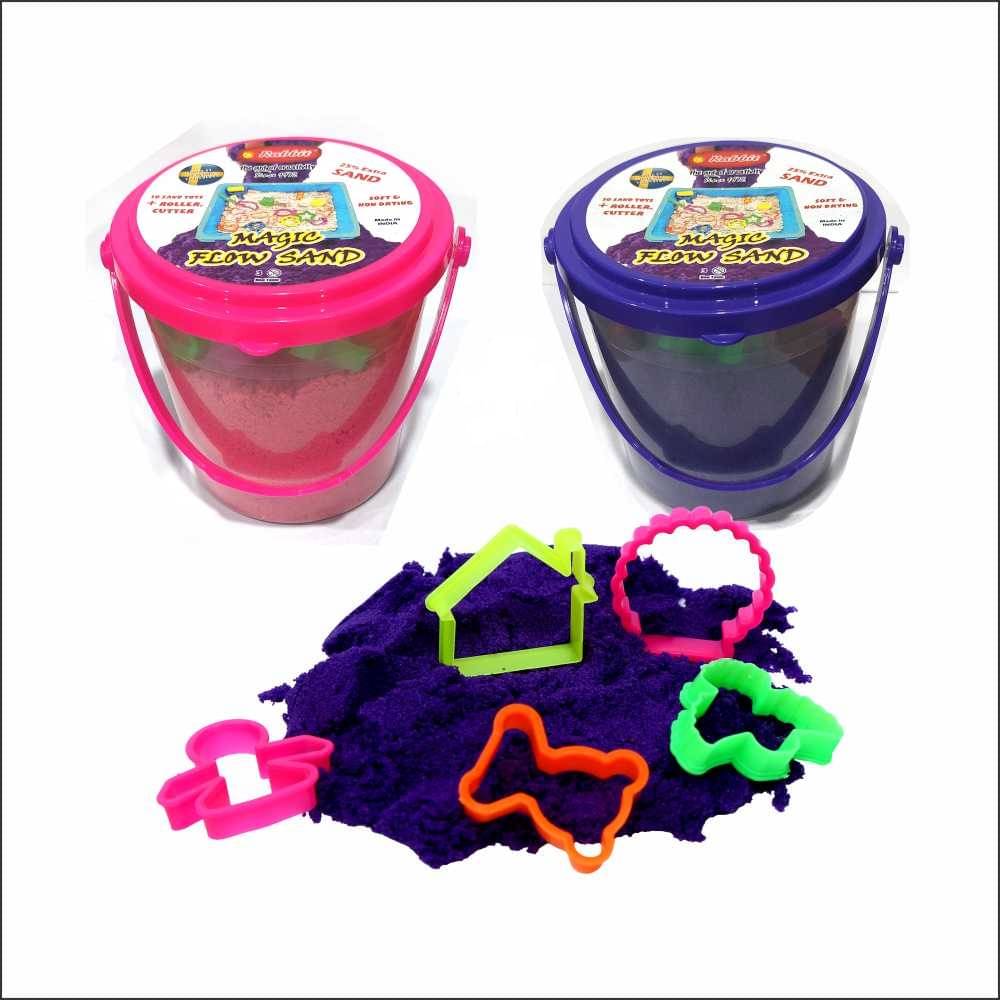     			Rabbit 1Kg Magic Flow Sand Buckets Pack of 2 For Kids.(Pink-Purple)