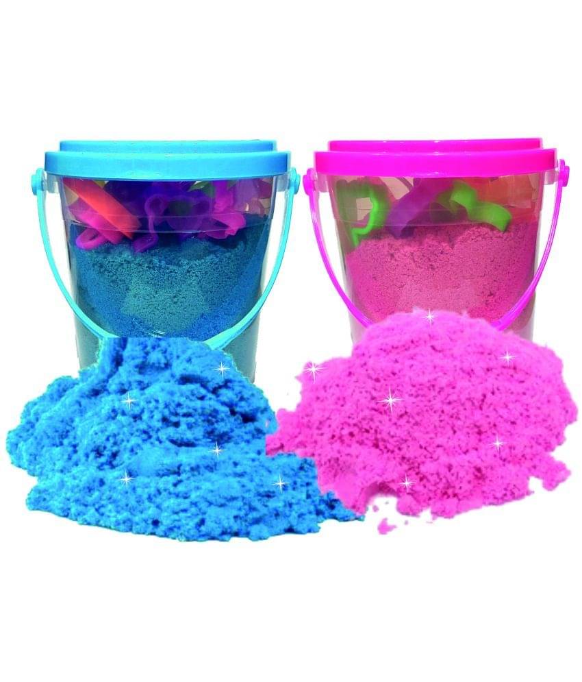     			Rabbit 1Kg Magic Flow Sand Buckets Pack of 2 For Kids.(Pink-Blue)