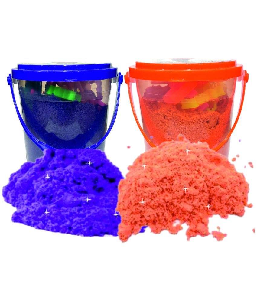     			Rabbit 1Kg Magic Flow Sand Buckets Pack of 2 For Kids.(Purple-Orange)