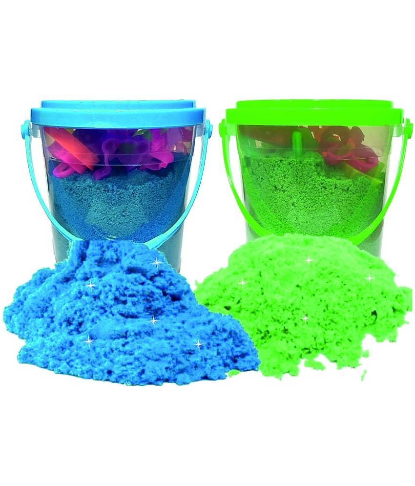 Rabbit 1Kg Magic Flow Sand Buckets Pack of 2 For Kids.(Green-Blue) - Stationery | Buy online on ZillyBuy