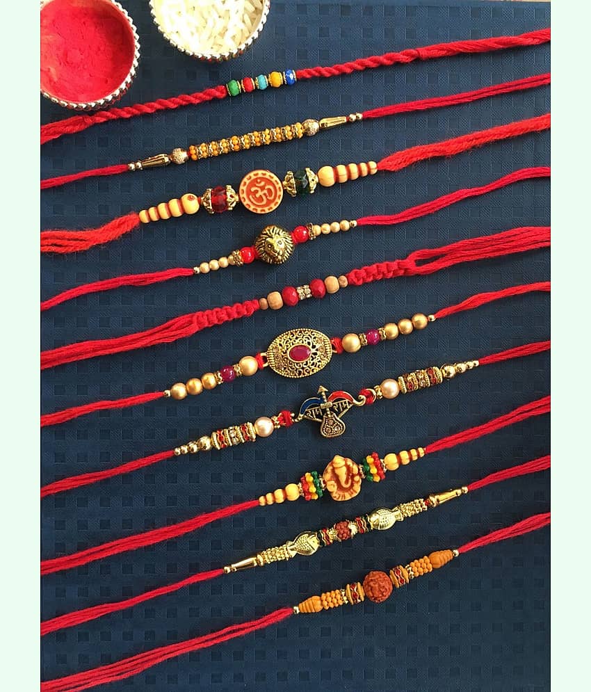 THRIFTKART Rakhi Set Multicolour Pack Of 10 Pcs Combo Dora Rakhi FOR BHAI - Bangles & Bracelets | Buy online on ZillyBuy