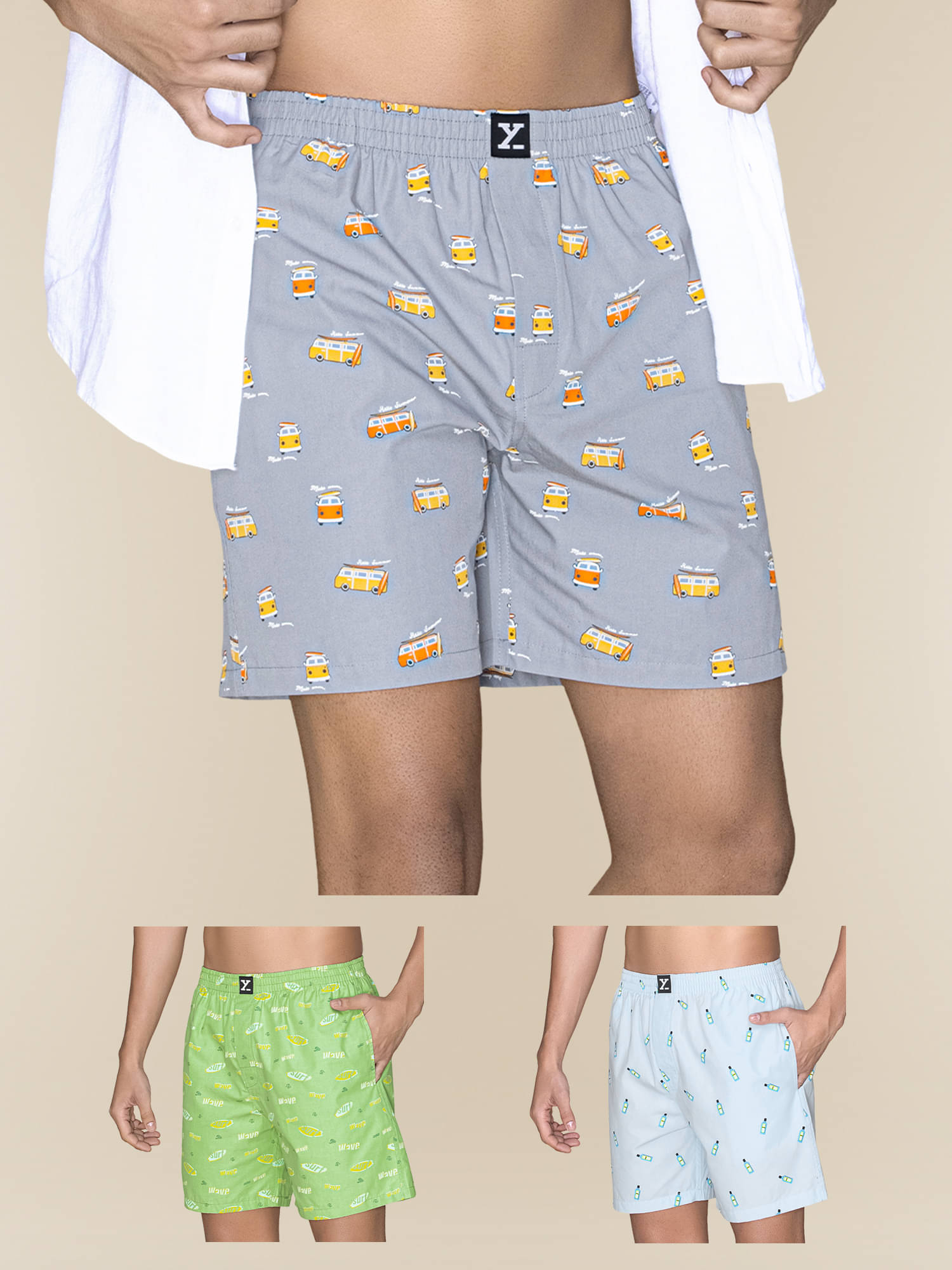 XYXX Pack of 3 Cotton Men's Boxer- ( Multi ) XYXX Pack of 3 Cotton Men's Boxer- ( Multi )
