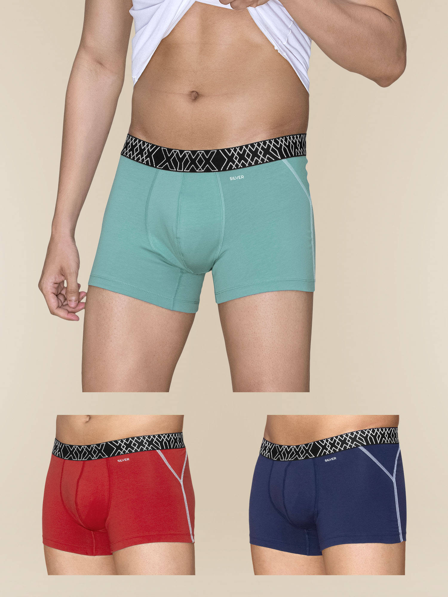 XYXX Pack of 3 Cotton Trunks For Men's ( Multicolor ) XYXX Pack of 3 Cotton Trunks For Men's ( Multicolor )
