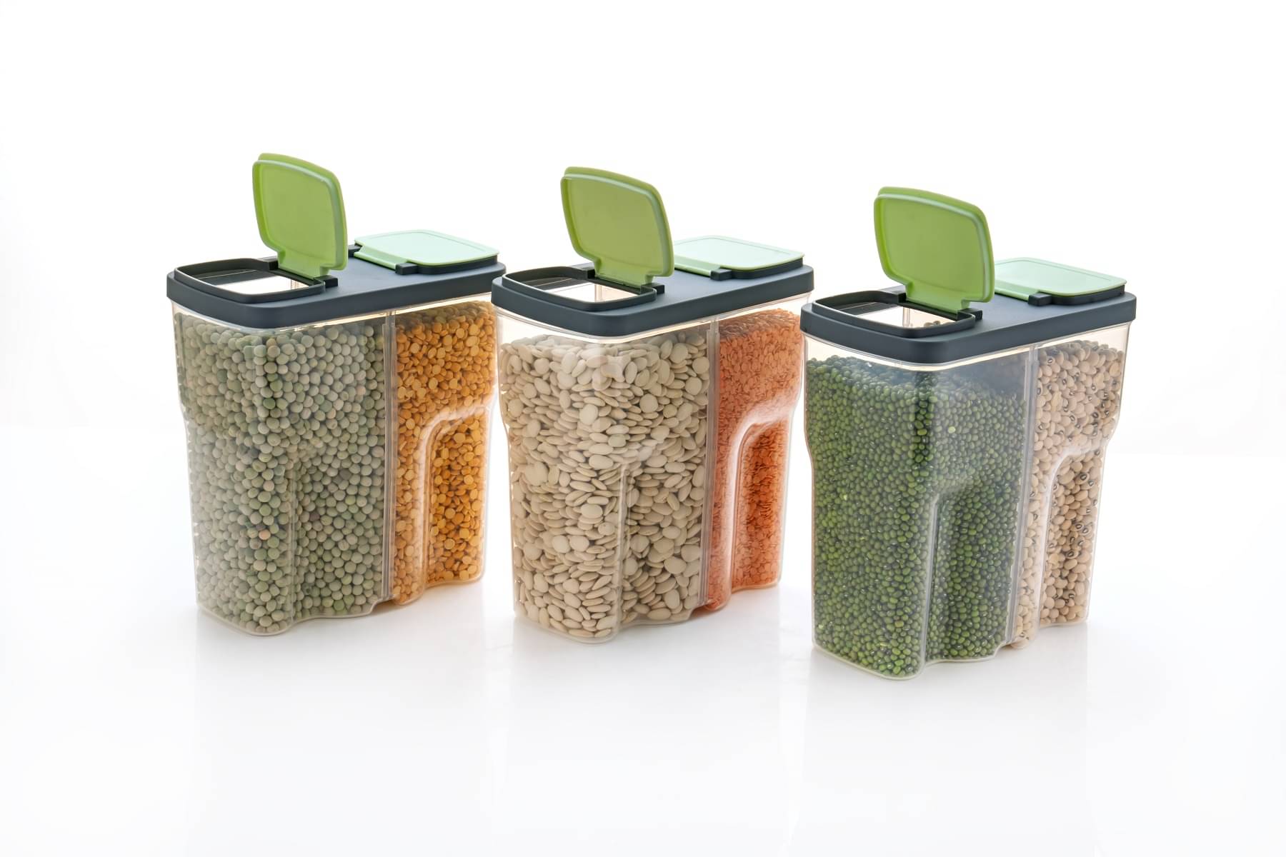     			iview kitchenware - Grocery/Food/Pasta Polyproplene Green Dal Container ( Set of 3 )