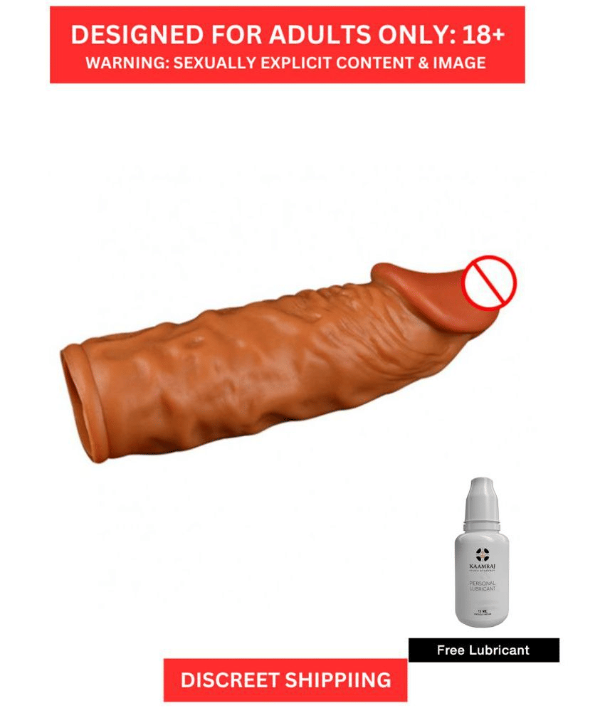     			8Inch Realistic Tik Take Brown Color Sexual Penis Cover For Time Delay And Girth Increase - Tik Take Penis Sleeve For Men + Free Kaamraj Lubricant