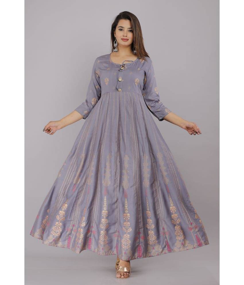 ANNEIV - Grey Rayon Women's Anarkali Kurti ( Pack of 1 )     			ANNEIV - Grey Rayon Women's Anarkali Kurti ( Pack of 1 )