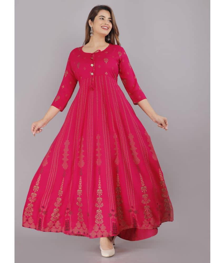 ANNEIV - Pink Rayon Women's Anarkali Kurti ( Pack of 1 ) - Kurtis, Tunics | Buy online on ZillyBuy