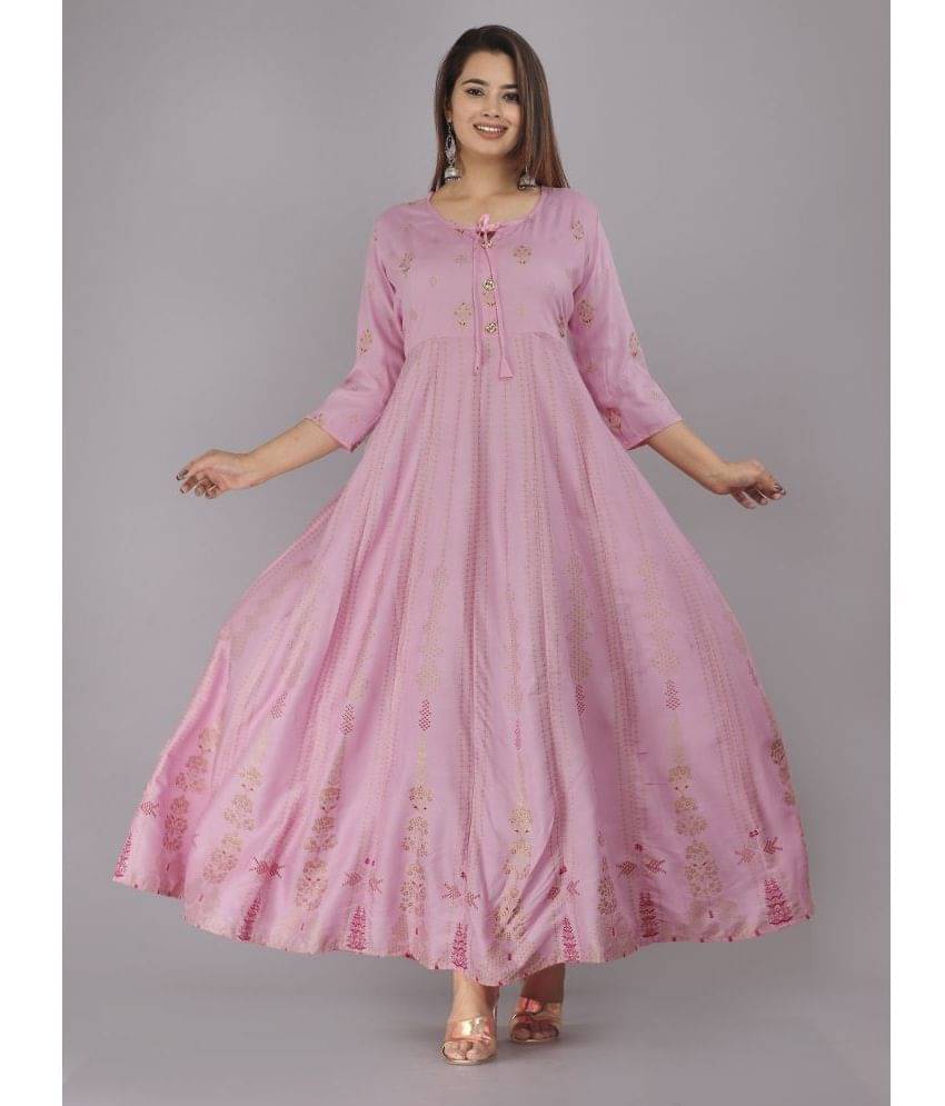     			ANNEIV - Pink Rayon Women's Anarkali Kurti ( Pack of 1 )