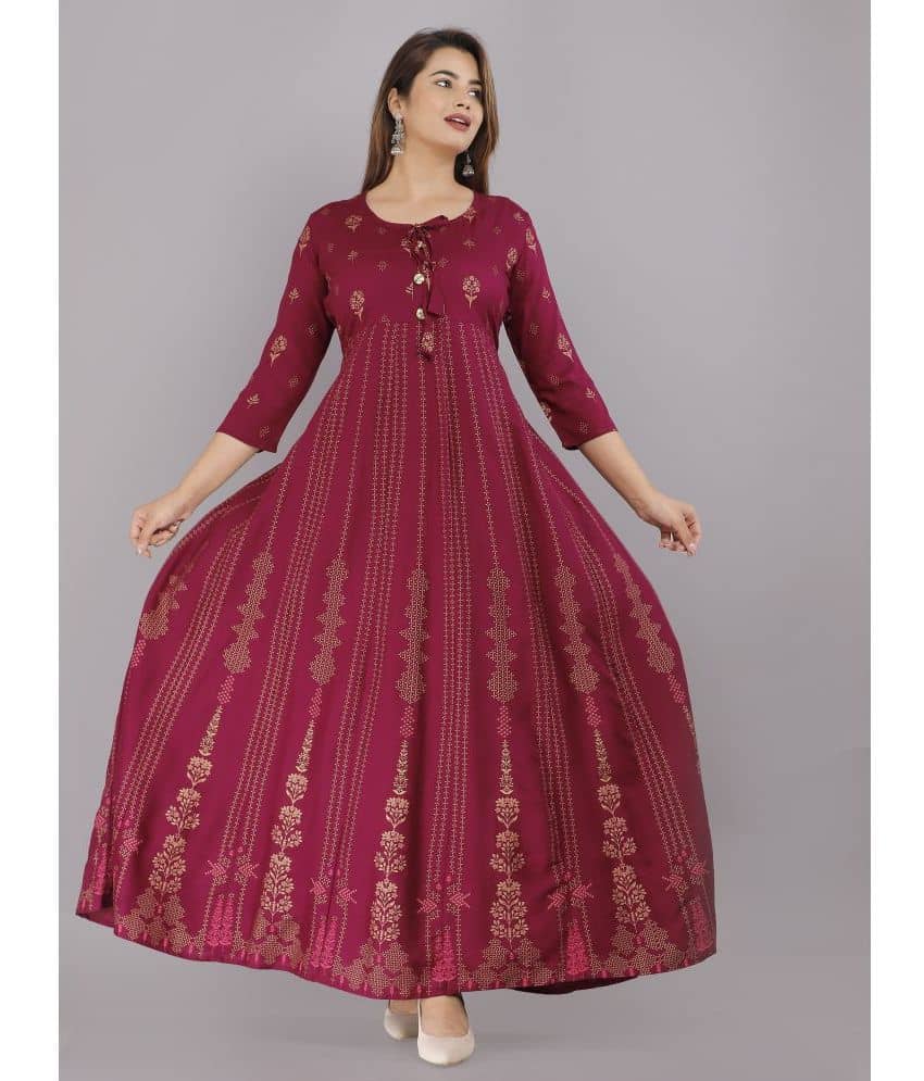 ANNEIV - Wine Rayon Women's Anarkali Kurti ( Pack of 1 ) - Kurtis, Tunics | Buy online on ZillyBuy