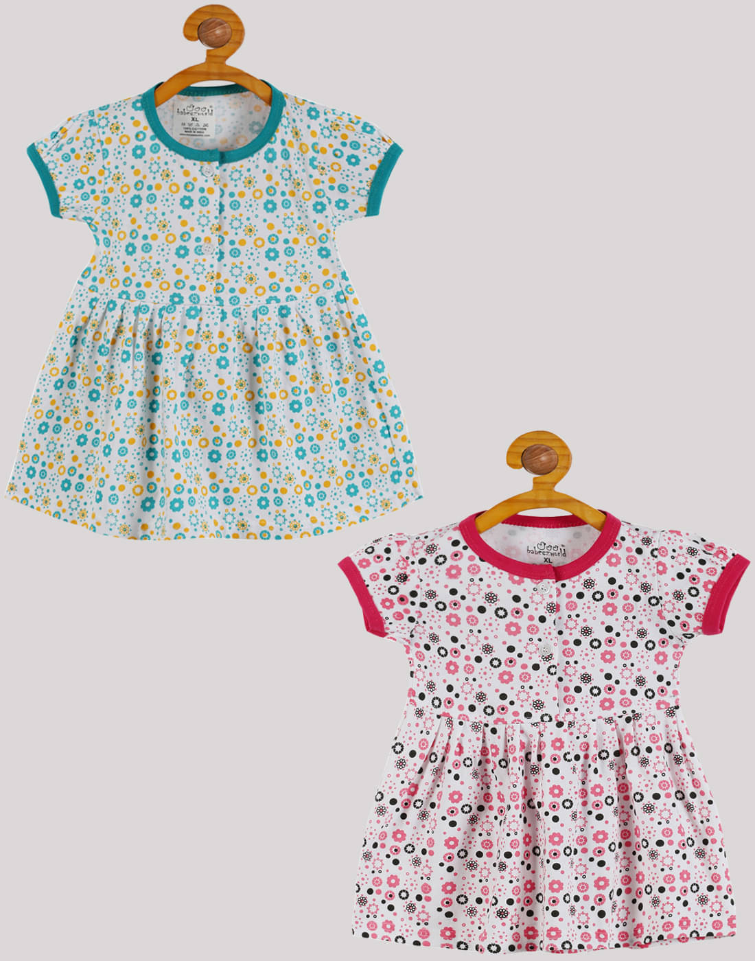     			Babeezworld Pack of 2 Baby Girls Cotton Dress ( Multi )