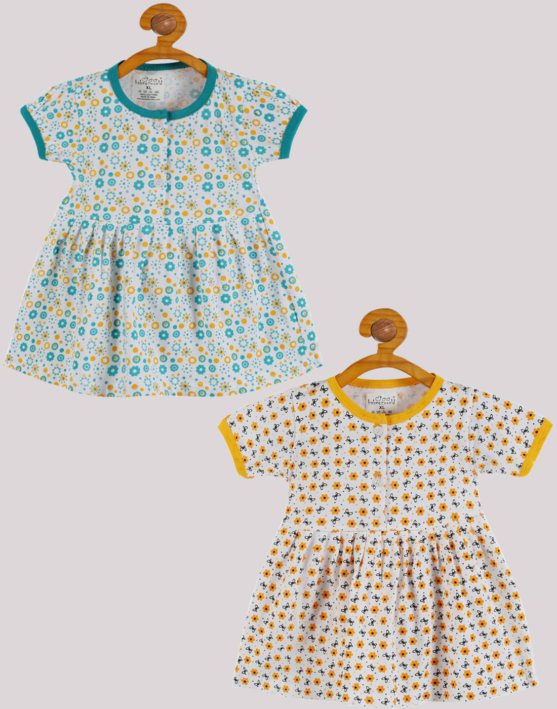 Babeezworld Pack of 2 Baby Girls Cotton Frock ( Multi )