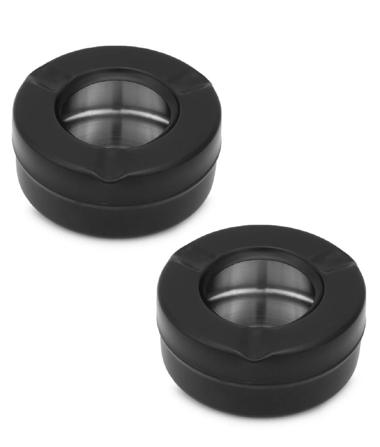     			Dynore Stainless Steel Black Matt Lid Ash Tray- Set of 2