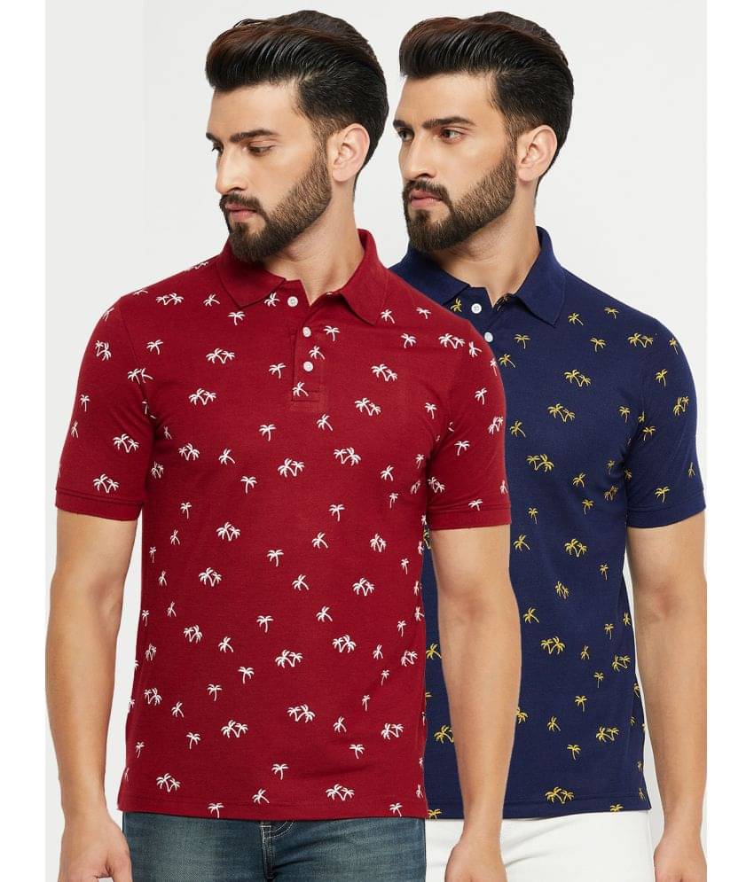 Emerald - Maroon Cotton Blend Regular Fit Men's Polo T Shirt ( Pack of 2 ) Emerald - Maroon Cotton Blend Regular Fit Men's Polo T Shirt ( Pack of 2 )
