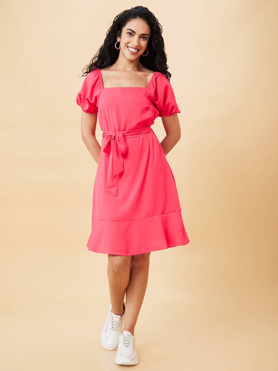 Globus - Pink Polyester Women's Fit & Flare Dress ( Pack of 1 ) Globus - Pink Polyester Women's Fit & Flare Dress ( Pack of 1 )