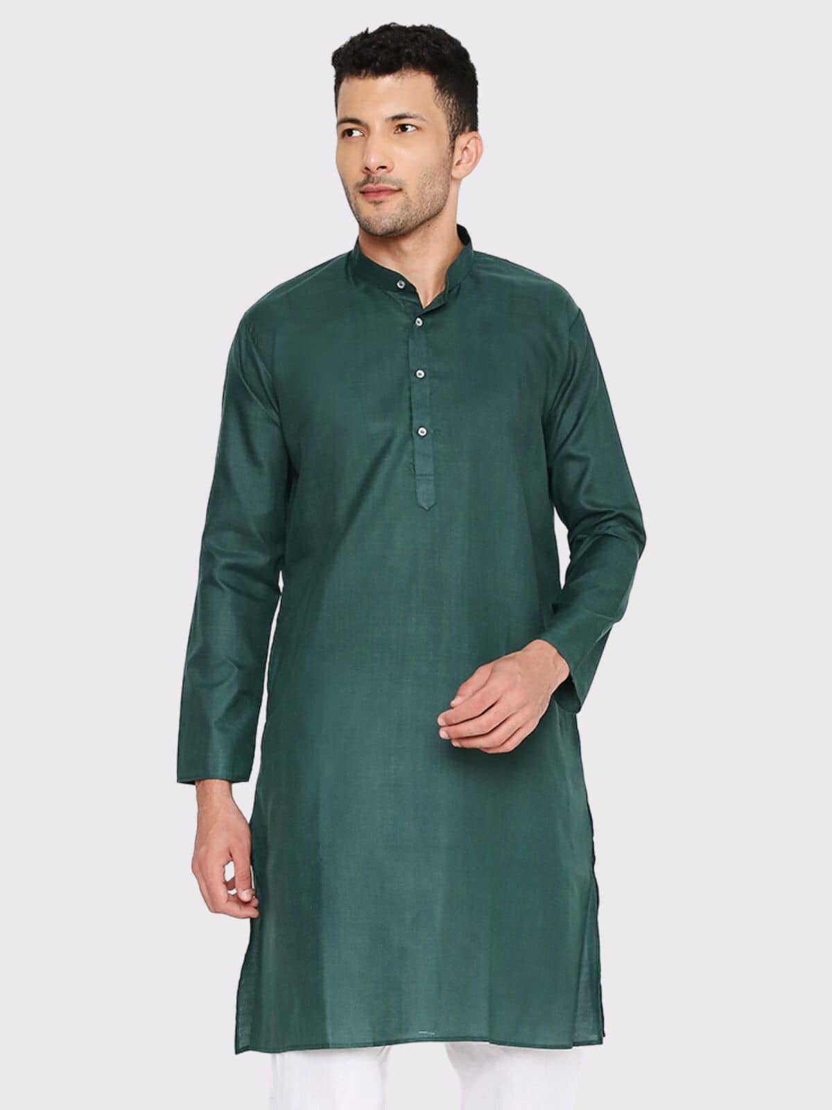 Maharaja - Dark Green Cotton Blend Men's Regular Kurta ( Pack of 1 ) - Kurtas & Kurta Sets | Buy online on ZillyBuy
