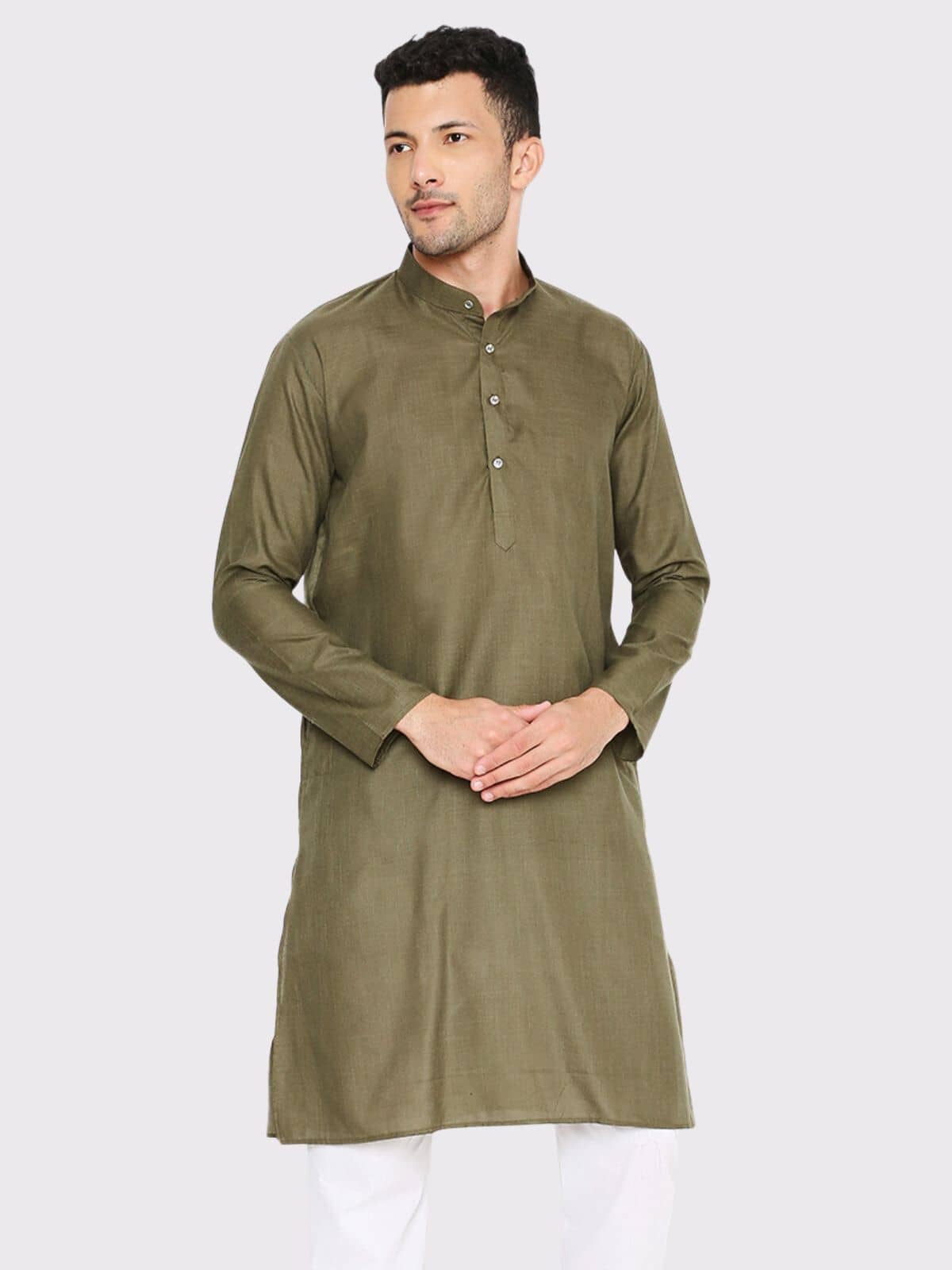 Maharaja - Military Green Cotton Blend Men's Regular Kurta ( Pack of 1 ) - Kurtas & Kurta Sets | Buy online on ZillyBuy