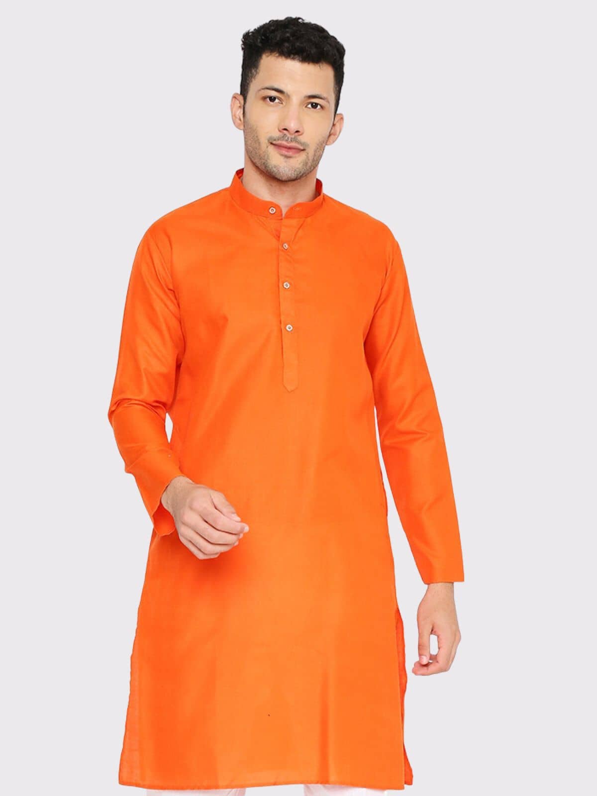 Maharaja - Orange Cotton Blend Men's Regular Kurta ( Pack of 1 ) - Kurtas & Kurta Sets | Buy online on ZillyBuy