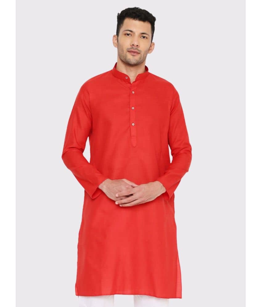 Maharaja - Red Cotton Blend Men's Regular Kurta ( Pack of 1 ) - Kurtas & Kurta Sets | Buy online on ZillyBuy