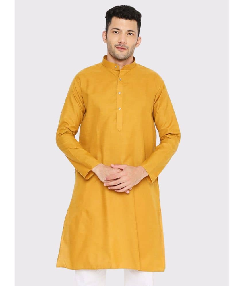 Maharaja - Yellow Cotton Blend Men's Regular Kurta ( Pack of 1 ) - Kurtas & Kurta Sets | Buy online on ZillyBuy