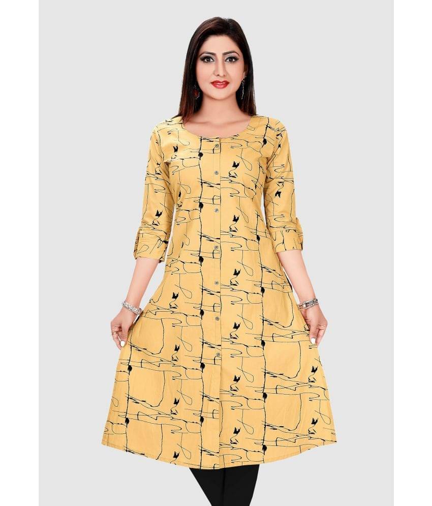 Meher Impex - Mustard Cotton Blend Women's A-line Kurti ( Pack of 1 ) Meher Impex - Mustard Cotton Blend Women's A-line Kurti ( Pack of 1 )