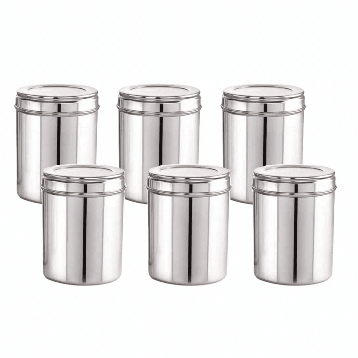 ATROCK Steel Silver Dal Container ( Set of 6 )