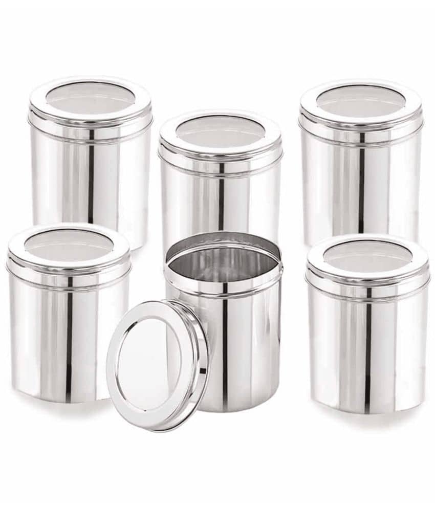 ATROCK Steel Silver Food Container ( Set of 6 )