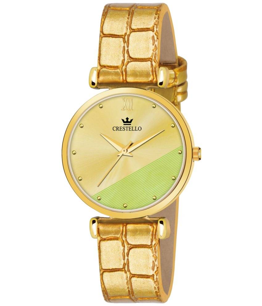     			Crestello - Gold Leather Analog Womens Watch