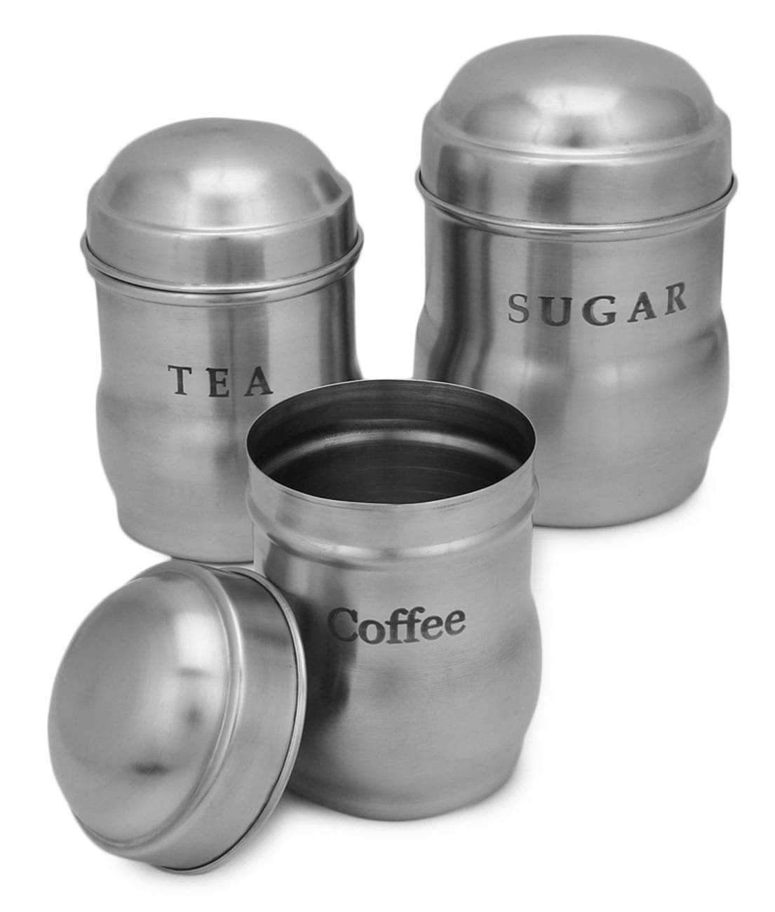 Dynore Set-350,500,750ml Steel Silver Tea/Coffee/Sugar Container ( Set of 1 ) Dynore Set-350,500,750ml Steel Silver Tea/Coffee/Sugar Container ( Set of 1 )