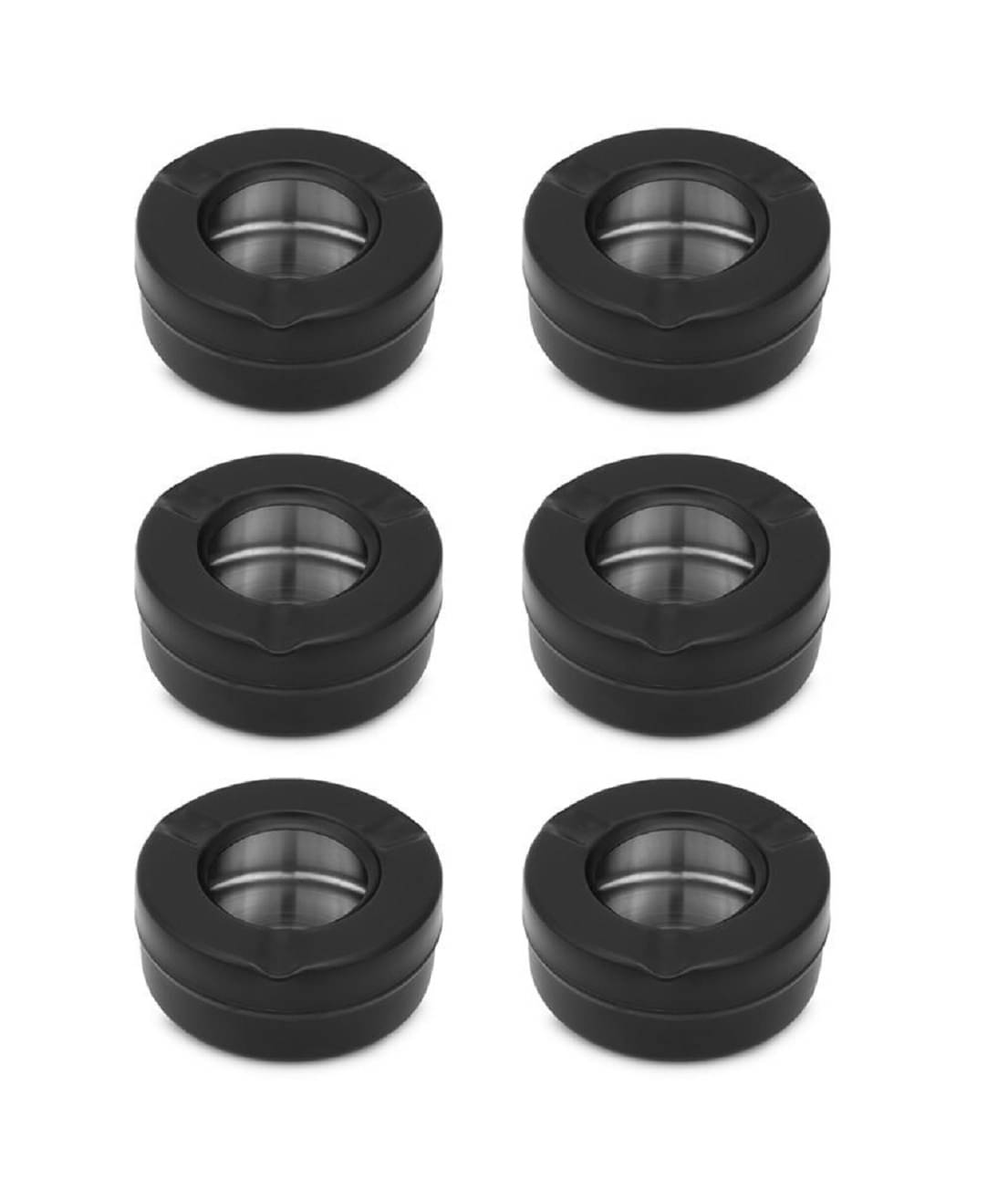     			Dynore Stainless Steel Black Matt Lid Ash Tray- Set of 6