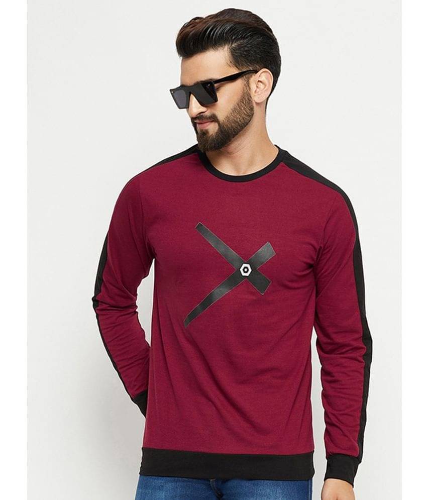 Emerald - Burgundy Cotton Blend Regular Fit Men's T-Shirt ( Pack of 1 )     			Emerald - Burgundy Cotton Blend Regular Fit Men's T-Shirt ( Pack of 1 )