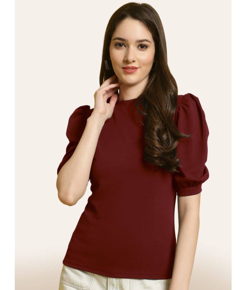 Fabflee Women's Polyester Regular Top ( Maroon ) Fabflee Women's Polyester Regular Top ( Maroon )