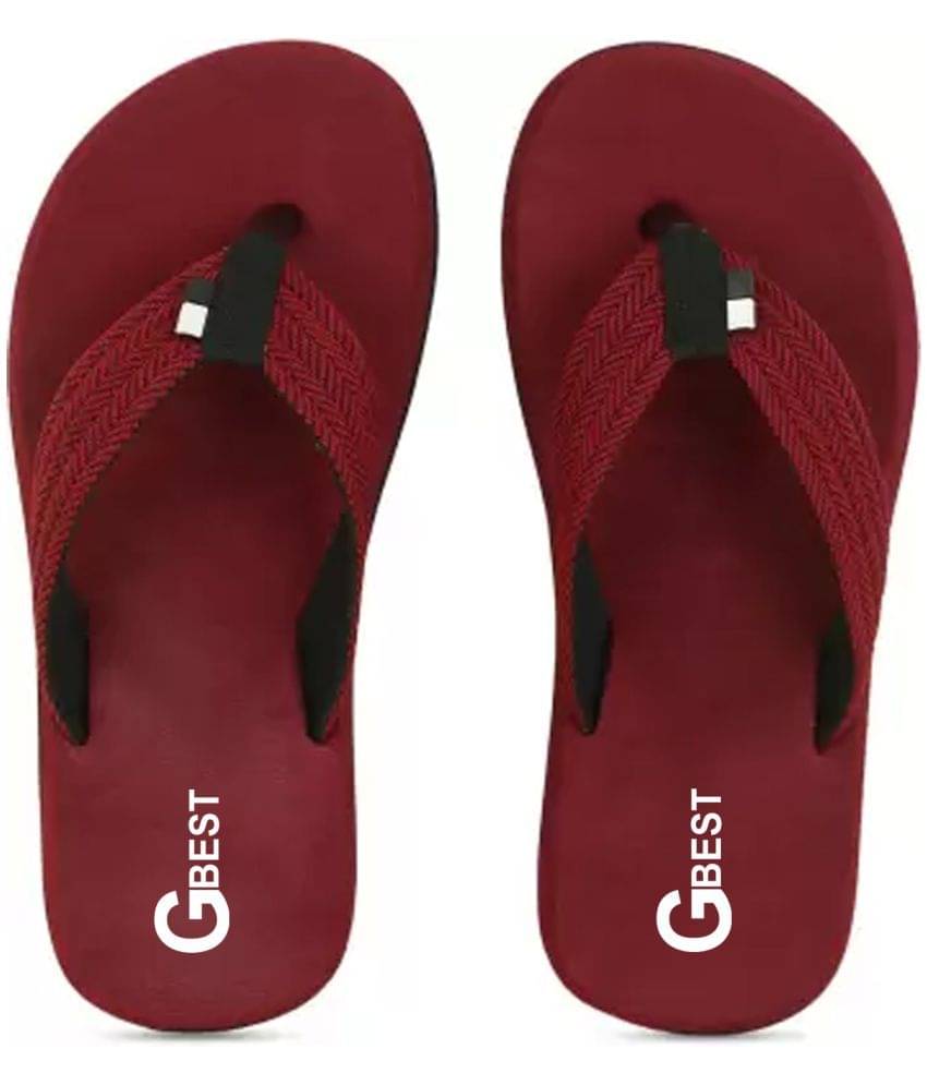    			GBest - Maroon Men's Thong Flip Flop