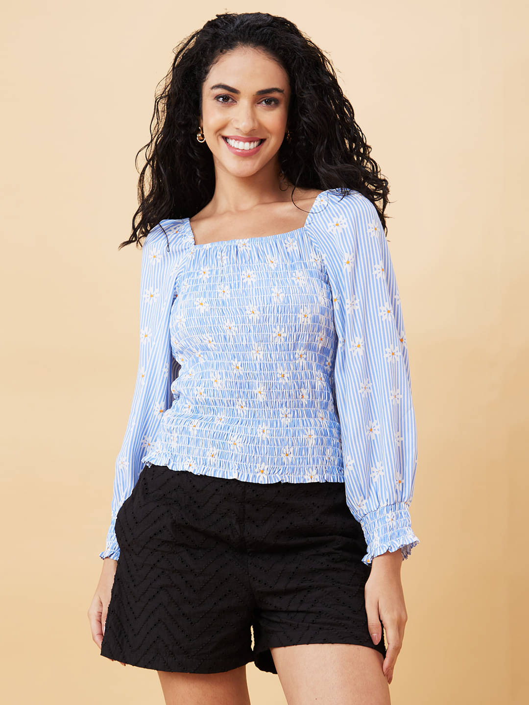     			Globus - Blue Viscose Women's Regular Top ( Pack of 1 )